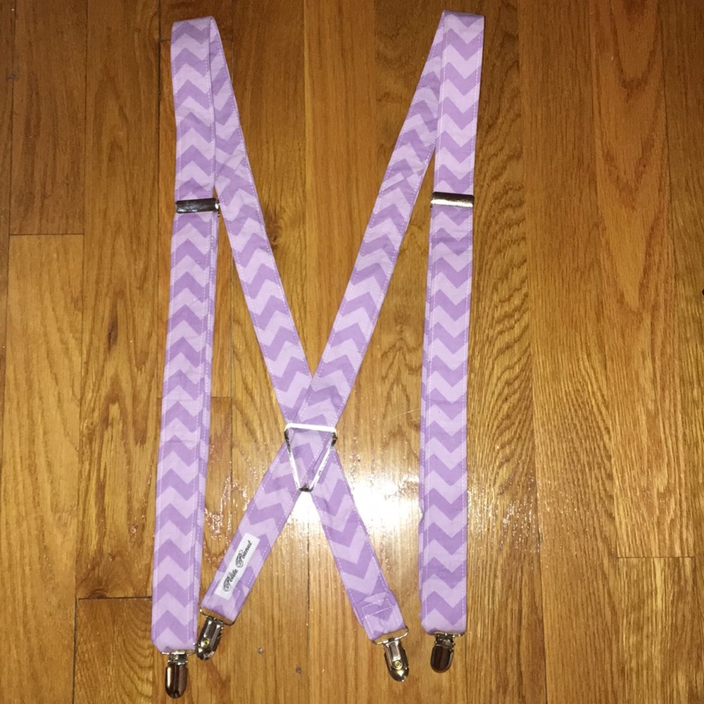 Lavender and light pink suspenders.